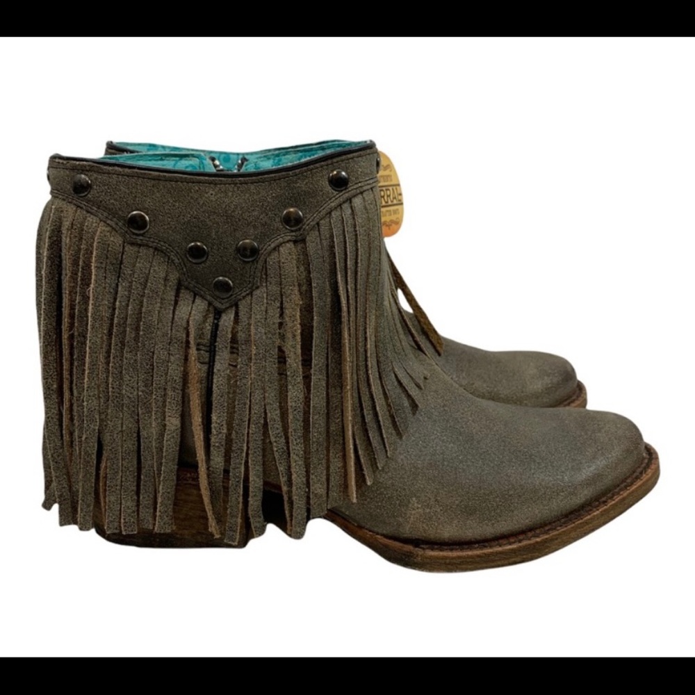 NWT Corral Fringe Ankle Boots Grey Size 10